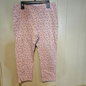Jules & Leopold XL Pink Floral Slim Pants | Stretch Pull-On Comfort Fit